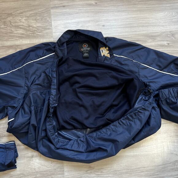 XGrain Jacket Mens Blue Windbreaker Eagle Football Embroidered Quarter Zip L - Picture 6 of 15